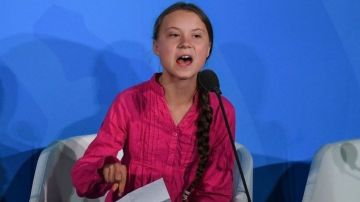 Greta Thunberg pronunciando su famoso discurso ante la ONU
