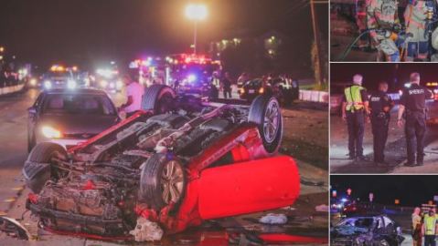 Cuatro personas heridas en violento accidente este domingo por la madrugada.