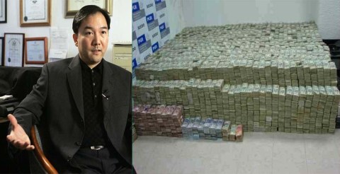 Dinero decomisado al empresario chino.