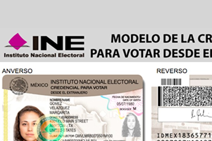 Esta imagen muestra el modelo de una credencial para votar, dedicada para los mexicanos migrantes.