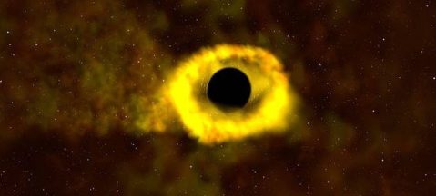 Cuando una estrella se acerca demasiado a un agujero negro, se desgarra en una corriente de gas.