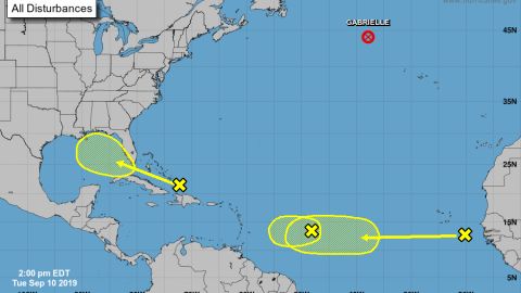 Pronóstico del Centro Nacional de Huracanes a 10 de septiembre de 2019.