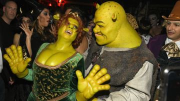 Heidi Klum y Tom Kaulitz como Fiona y Shrek en 2018.