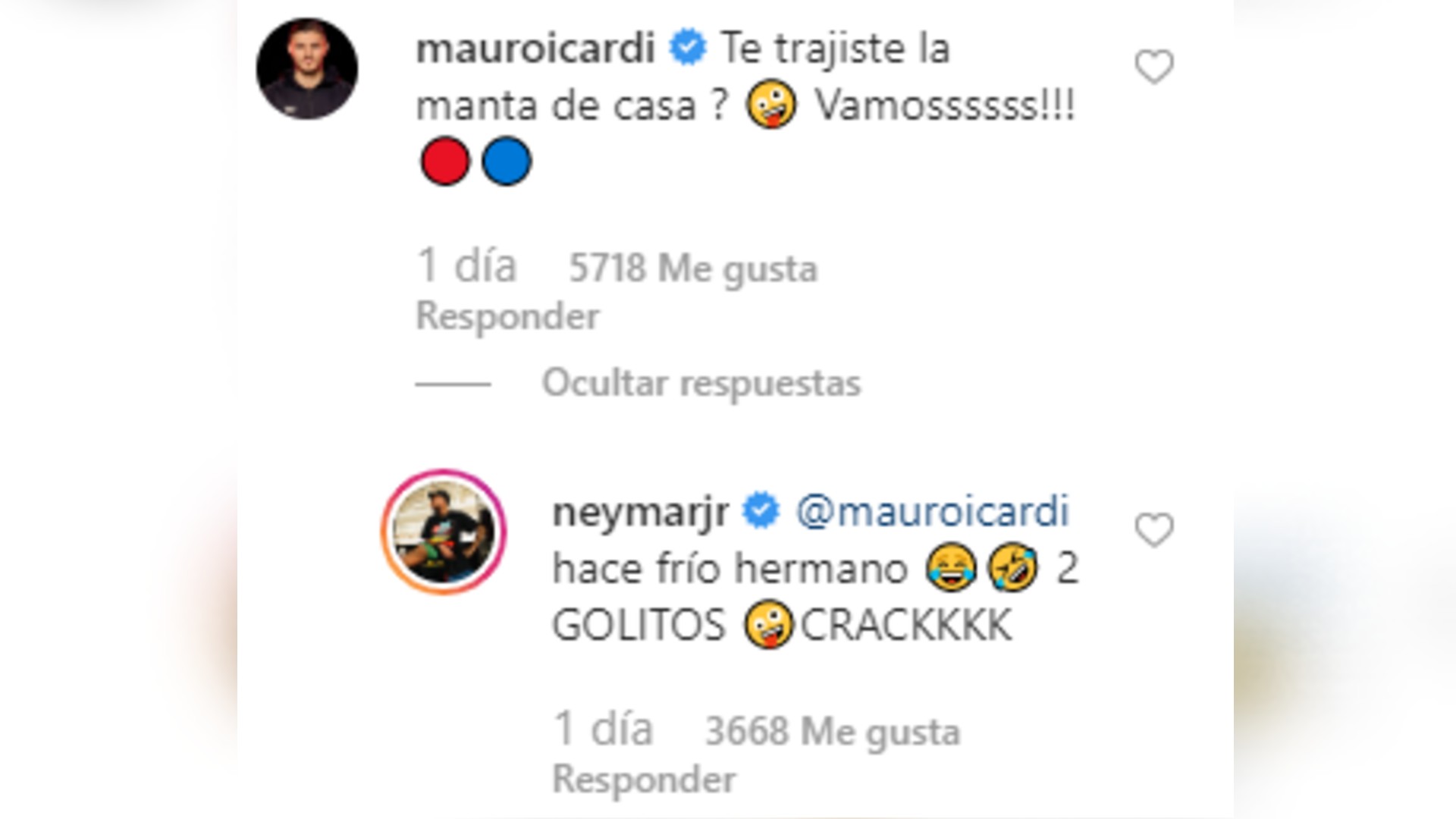 Mauro Icardi no deja pasar una foto de Neymar y se burla de su look.