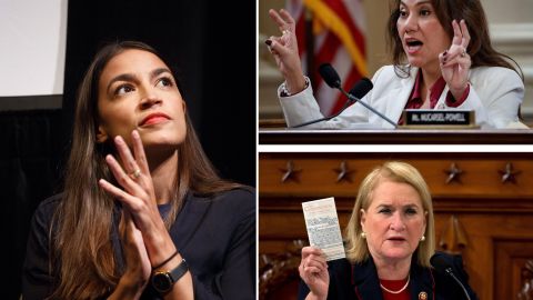 Alexandria Ocasio-Cortez (i), la mujer más joven en llegar al Congreso, y Verónica Escobar (d arriba) y Sylvia García (d abajo), las primeras hispanas que representan dos distritos de Texas.