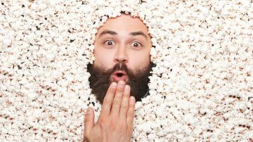 Surprised man in popcorn