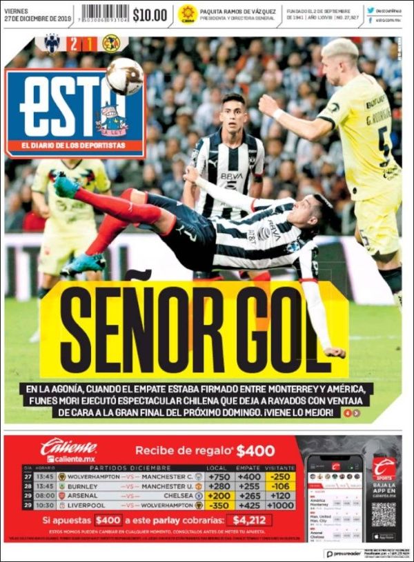 Señor Gol lucía la portada del Esto.