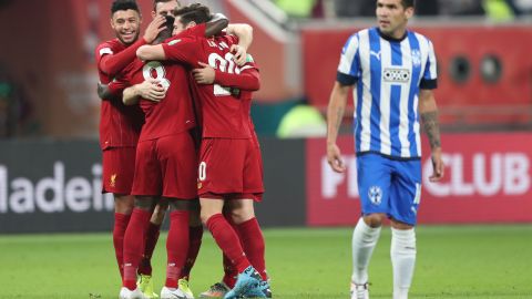 El Liverpool celebra el primer gol del partido.