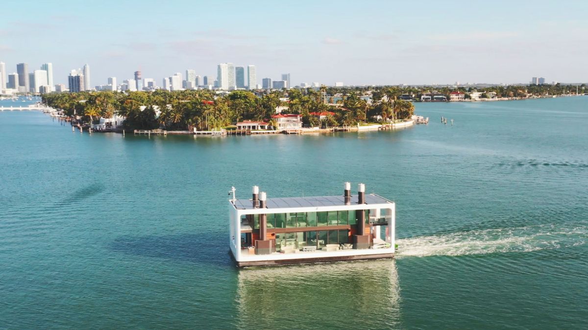 La mansión flotante de Arkup en Miami Beach, Florida.