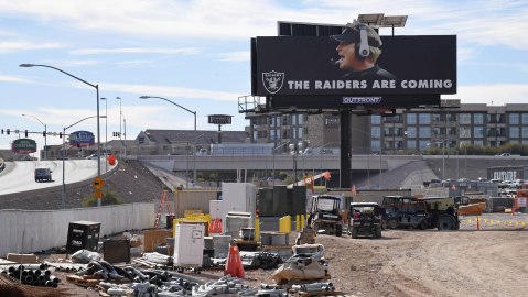 Así lucía hace unos meses el predio donde se construye el Allegiant Stadium.