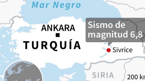 Localización del sismo en Turquía.