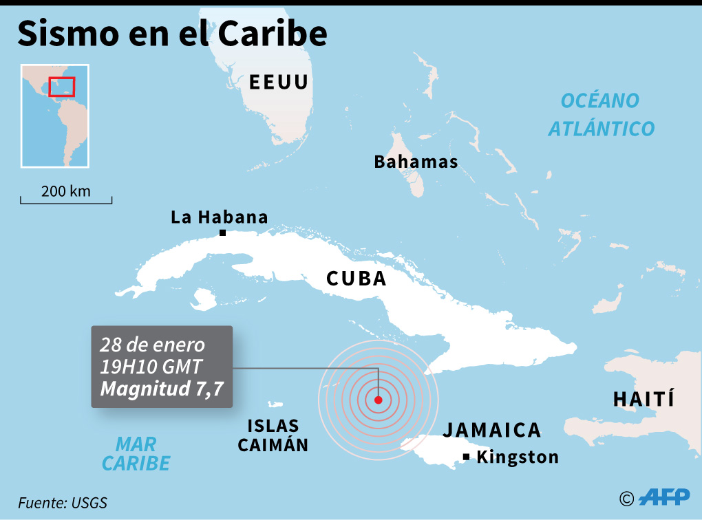Mapa del terremoto en el Caribe