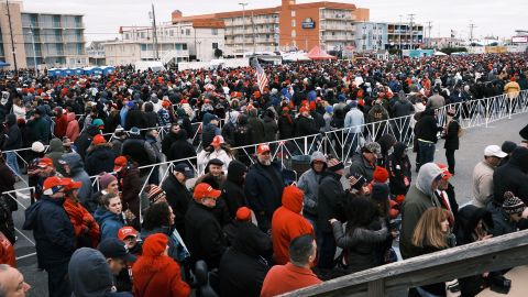 Los simpatizantes antes del evento de Trump en Nueva Jersey.