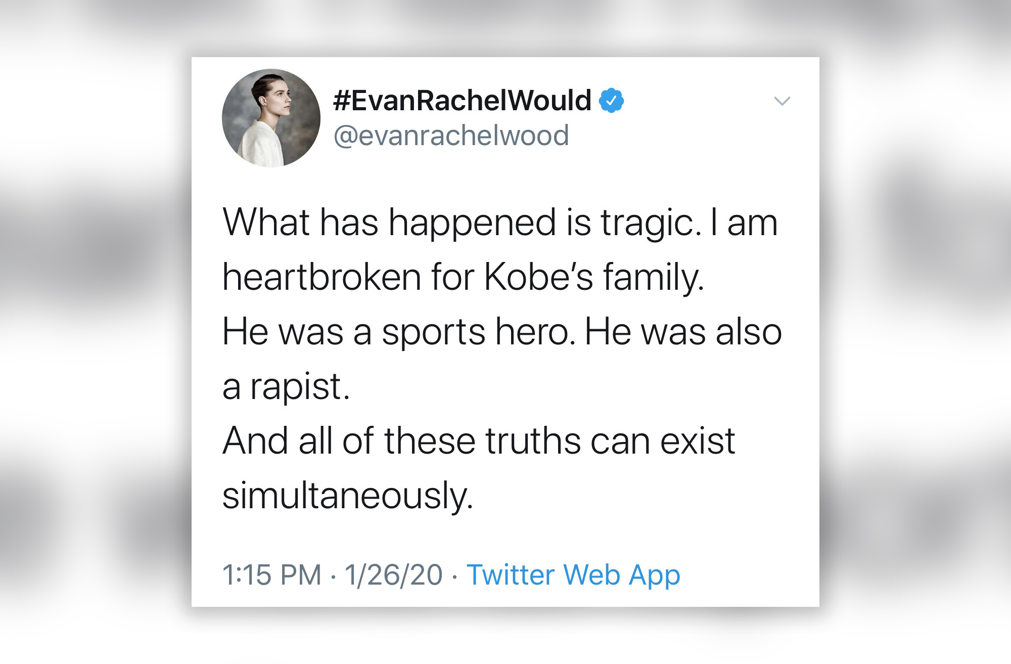Mensaje de Evan Rachel Wood en Twitter