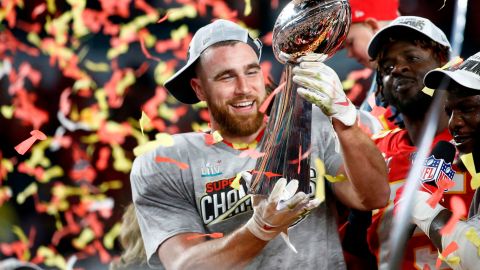 Travis Kelce tras ganar el Super Bowl LIV