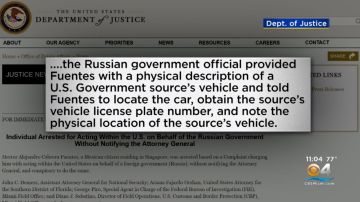 Imagen de la declaración del Departamento de Justicia de Estados Unidos sobre el arresto del mexicano involucrado en el espionaje ruso en Estados Unidos.