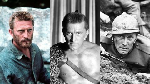 Kirk Douglas en El loco del pelo rojo, Espartaco y Senderos de gloria.