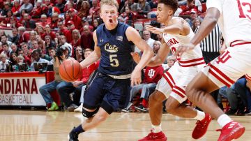 BLOOMINGTON, IN - NOVEMBER 09: Harald Frey #5 of the Montana State Bobcats drives against Rob Phinisee #10 of the Indiana Hoosiers in the second half of the game at Assembly Hall on November 9, 2018 in Bloomington, Indiana. The Hoosiers won 80-35. (Photo by Joe Robbins/Getty Images)