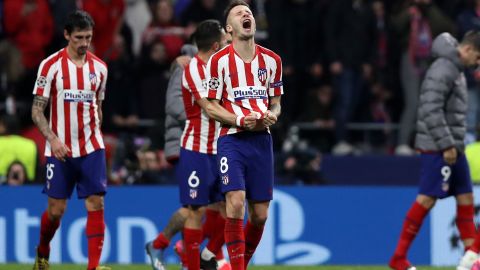 Saúl celebra el único gol del Atlético de Madrid ante el Liverpool.