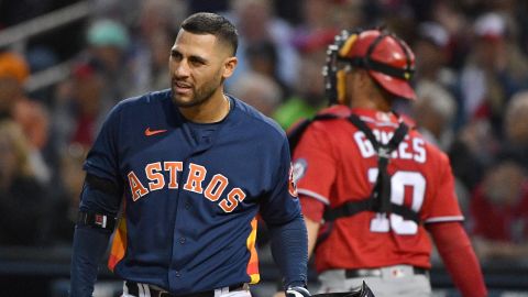 Abraham Toro, de los Astros, tras ser ponchado contra Nacionales.