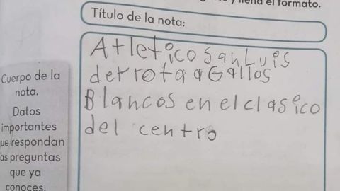 El menor título su nota: “Atlético de San Luis derrota a Gallos Blancos en el clásico del centro”.