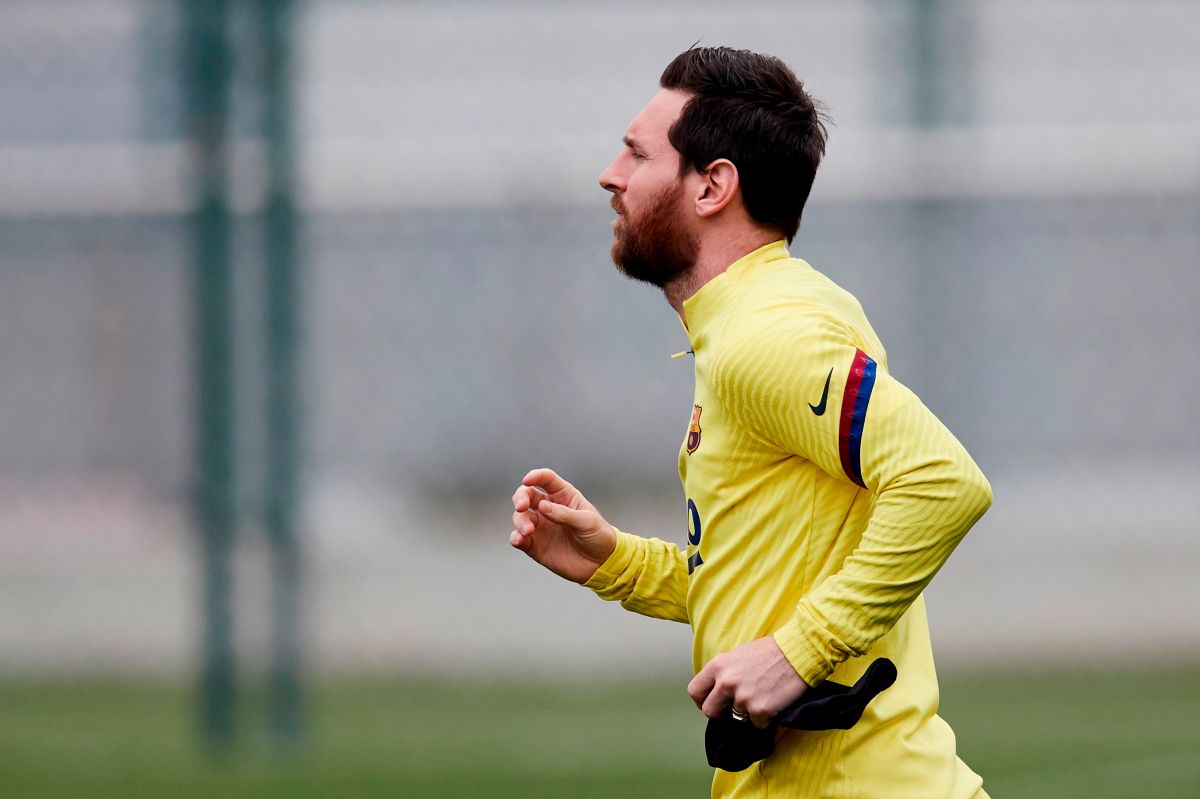 Leo Messi durante el entrenamiento del equipo azulgrana.