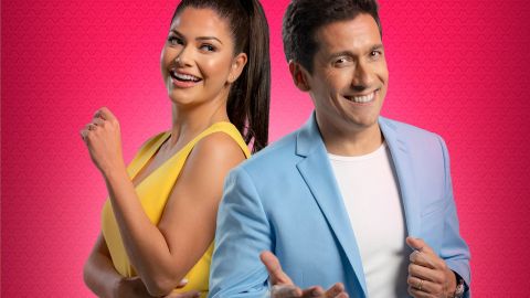 Ana Patricia Gámez y Rafael Araneda son los presentadores de "Enamorándonos". Foto: UniMás