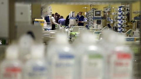 General view of the intensive care unit with 14 beds set up inside a gym of the San Raffaele University to face the health emergency due to the spread of Coronavirus in Milan, Italy, 22 March 2020. The project was funded with a fundraiser promoted by fashion blogger Chiara Ferragni and rapper Fedez and will be operational on 23 March.