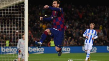 Leo Messi celebra el gol del triunfo.