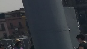 Pintaron en la plancha del Zócalo los nombres de víctimas de feminicidio.