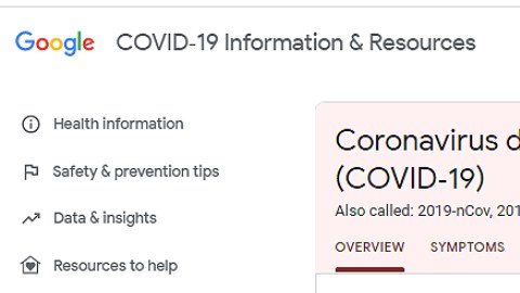 Sitio Google sobre coronavirus
