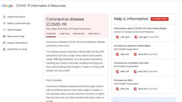 Sitio Google sobre coronavirus