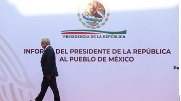 El presidente de México, Andrés Manuel López Obrador durante su más reciente informe trimestral.