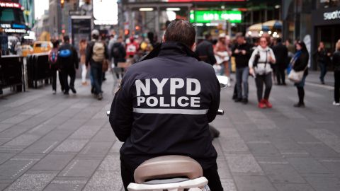 NEW YORK, NEW YORK - NOVEMBER 05: A police officer sits on a scooter in Times Square on November 05, 2019 in New York City. Following a turbulent three-year run as Police Commissioner, James O’Neill announced yesterday his resignation and is to be replaced by Dermot Shea, the current chief of detectives. O'Neill's departure comes months after the firing of former officer Daniel Pantaleo over actions he took in the death of Eric Garner on Staten Island. The NYPD, the nations largest police department, is also facing a crisis of suicides amongst officers with 10 current officers having taken their lives this year alone. (Photo by Spencer Platt/Getty Images)