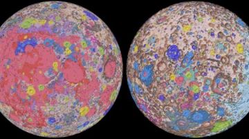 El mapa muestra en detalle las características geológicas de ambas caras de la Luna.