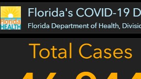 Captura de pantalla del panel de datos y vigilancia de COVID-19 de Florida.
