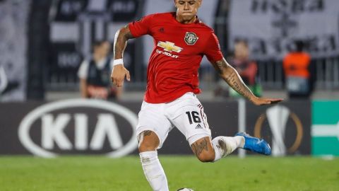 Marcos Rojo en un partido con el Manchester United.