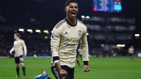 Marcus Rashford celebrando un gol con el Manchester United.