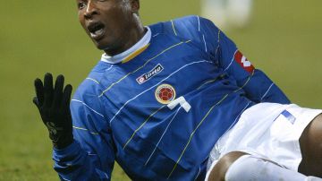 Edwin Congo en un partido con la selección de Colombia.