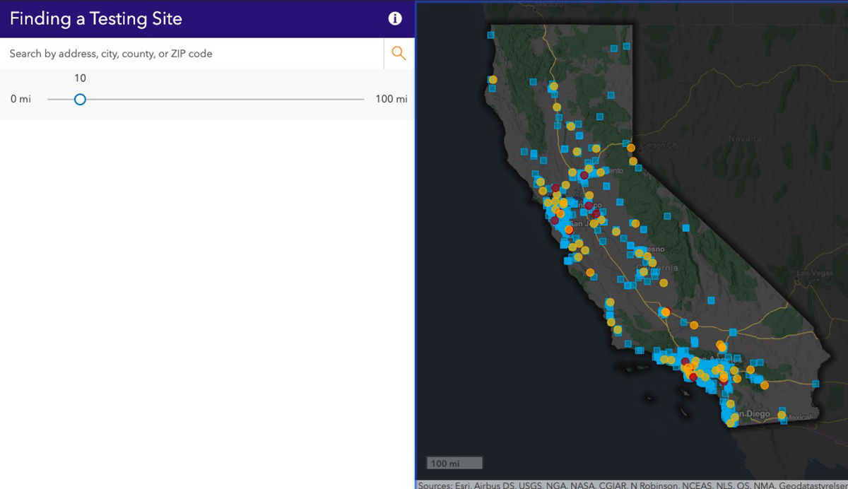 El portal ayuda a encontrar centros de pruebas en California.