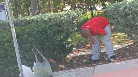 Un hombre haciendo sus necesidades a plena luz del día en Miami.