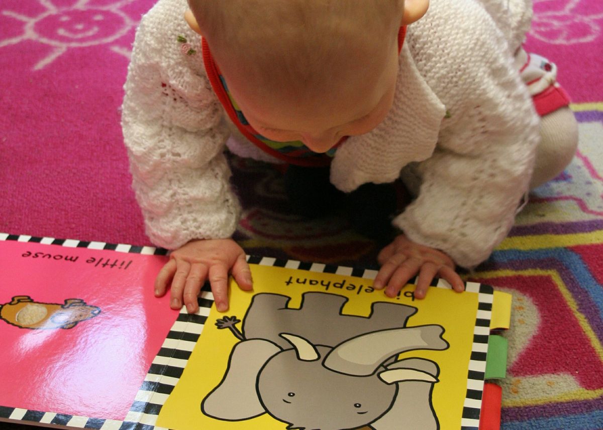 Los padres pueden leer los libros de sus bebés y luego dejarlos hojearlos y jugar con ellos. 