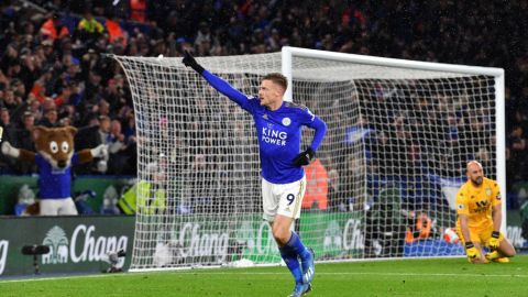 Jamie Vardy celebrando un gol en la Premier League.