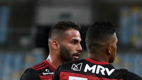 Flamengo celebrando un gol.