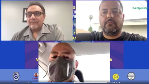 Trabajadores esenciales de Los Ángeles. (Araceli Martínez/La Opinión).