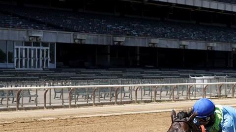 Acción del sábado en el hipódromo de Belmont Park, Nueva York.