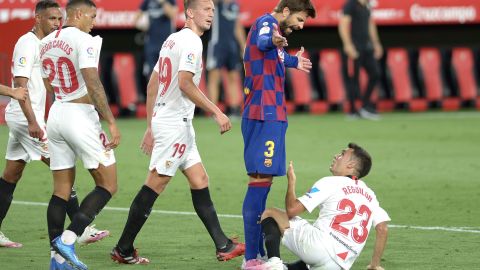 Gerard Piqué en el partido ante el Sevilla.