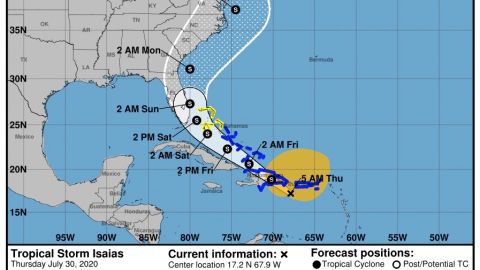 El probable que el jueves se debilite un poco debido a la interacción de la tierra.