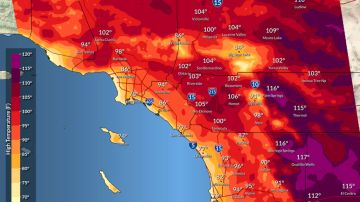 Así luce la ola de calor que empieza este jueves en el sur de California.