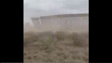 VIDEO: Vientos de Hanna derriban parte del muro fronterizo de Trump